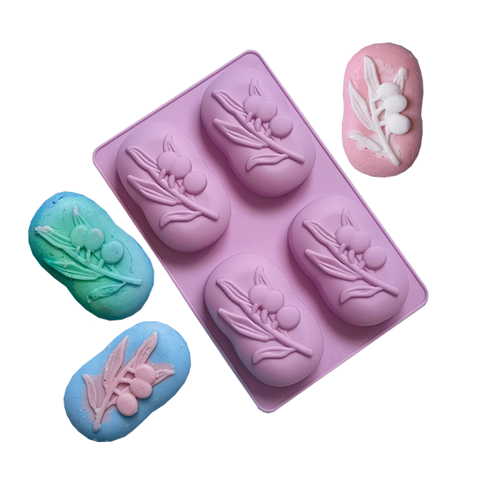 Soap Making Line - 4 Cavities Oval Olive Tree Silicone