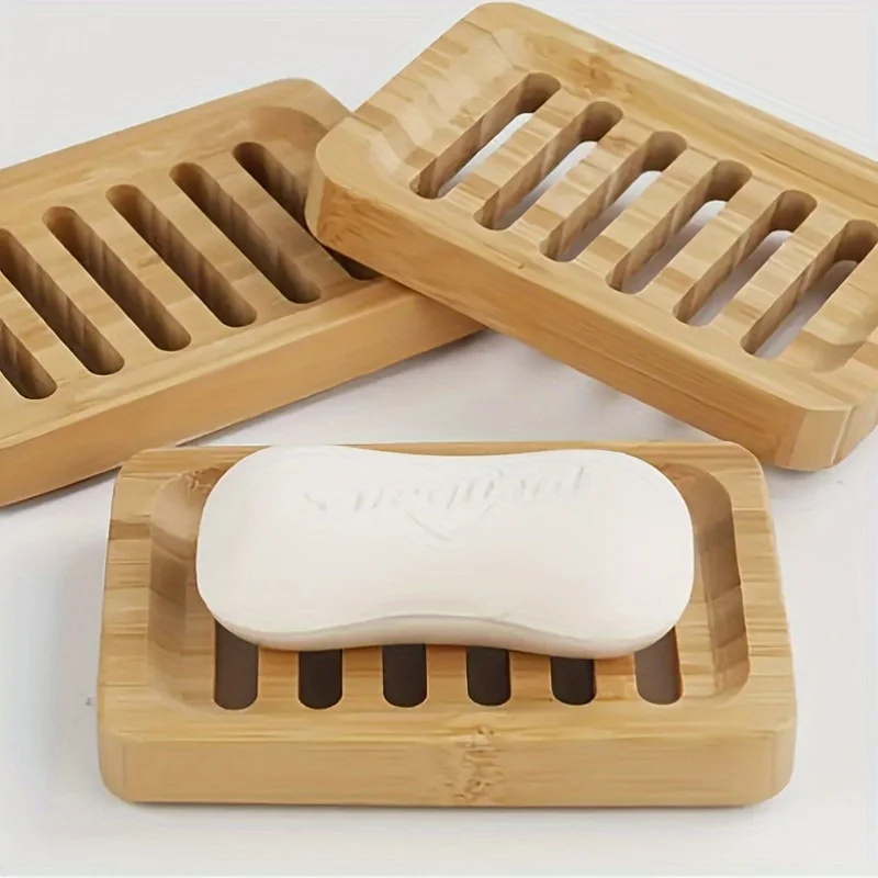 Soap Dish Draining - Bamboo Case Tray Wooden Prevent Mildew