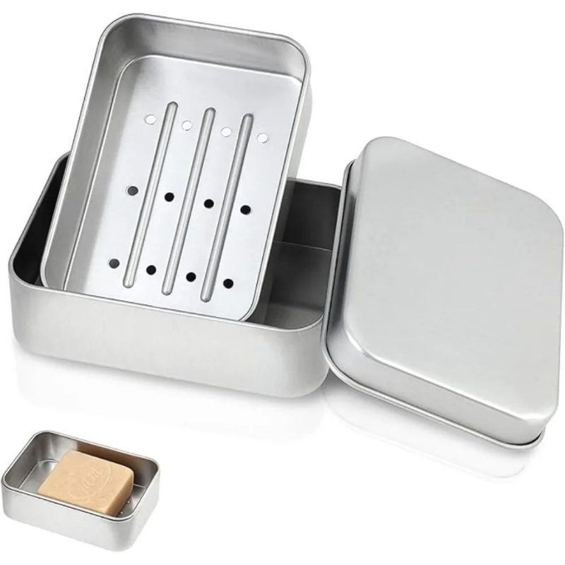 Soap Dish Draining - 1PC Portable Double-layer Aluminum Soap Dish
