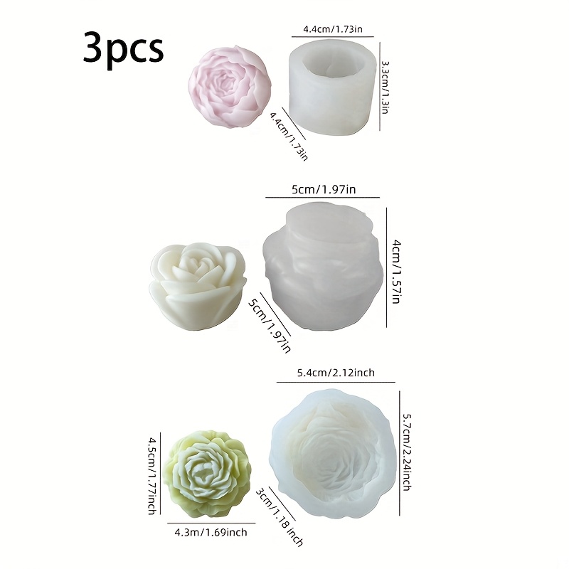 Soap Making Gel - 3Set of floral silicone candle molds，Perfect