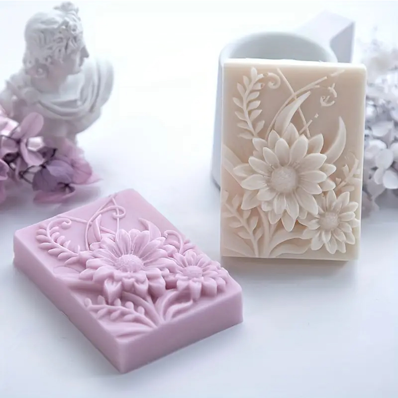 Soap Making Line - 3D Flower Square Soap Silicone Mold