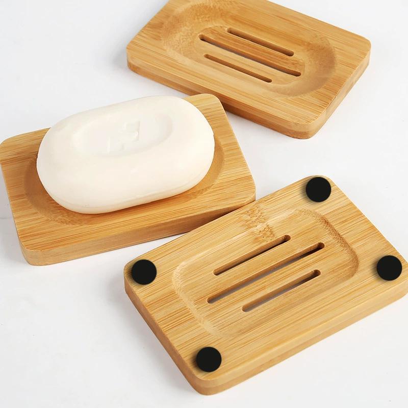 Soap Dish Draining - Natural Bamboo Soap Dish 1Pcs Self