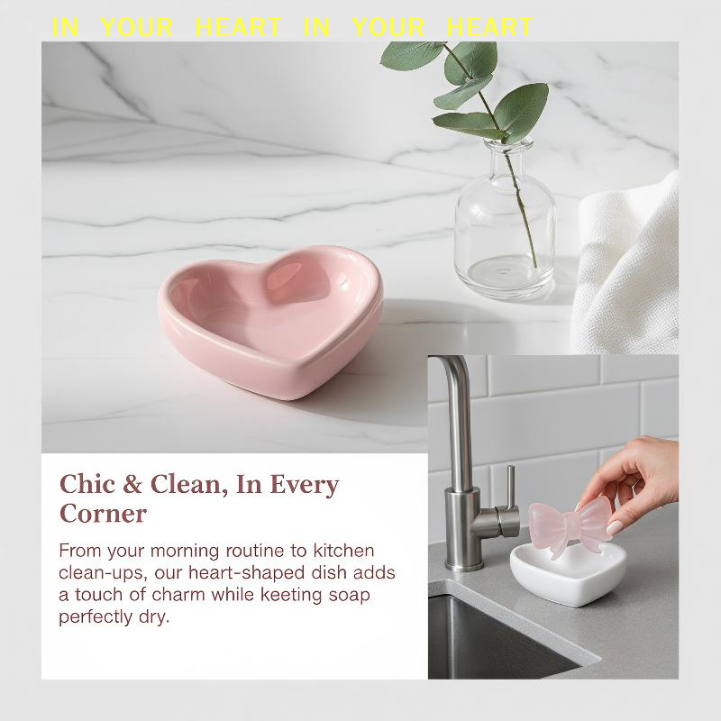 Soap Dish Draining - 【X】Heart Shaped Soap Dish Ceramic Cute