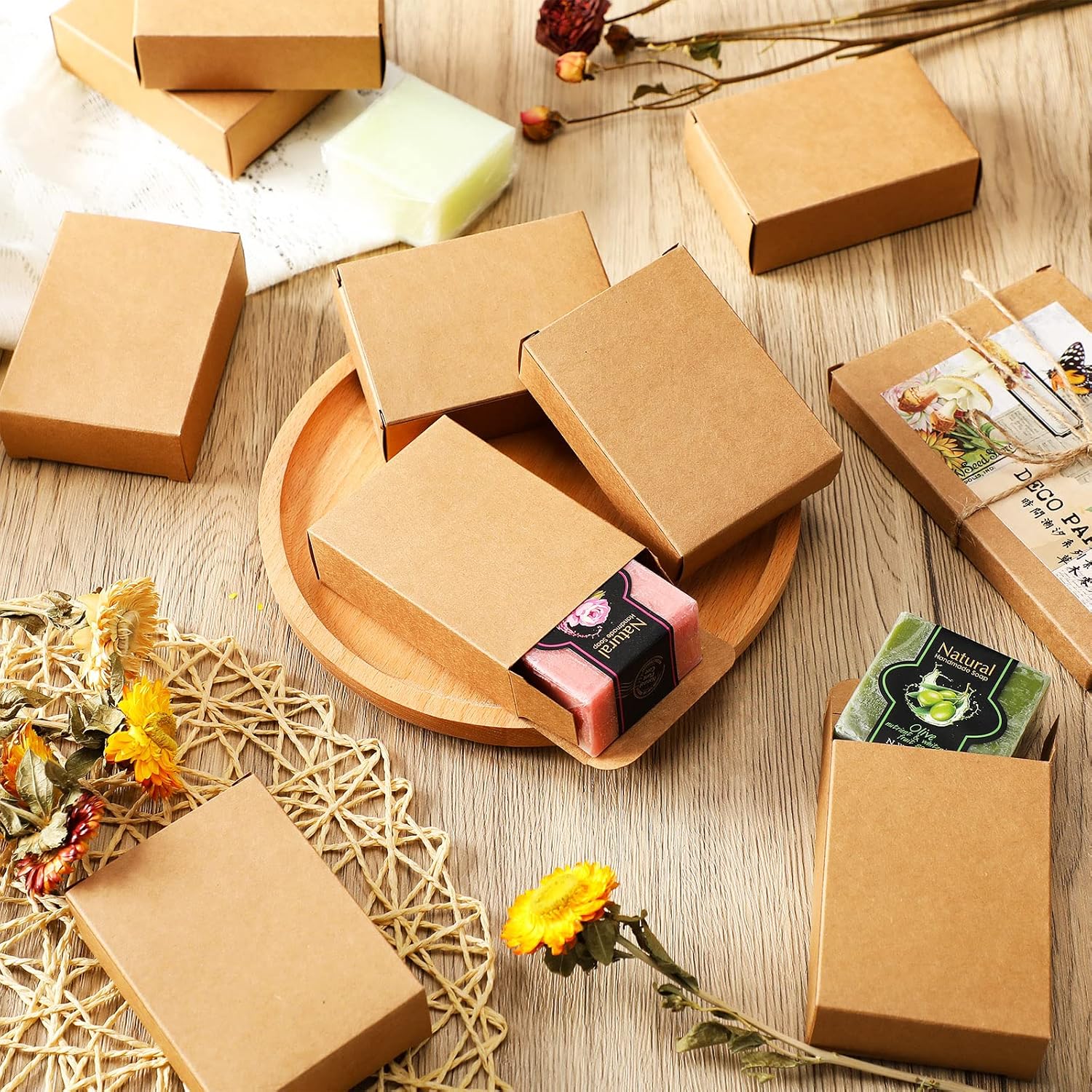 100 Pcs Kraft Soap Boxes Packa - Soap Making In School ulasan dan harga