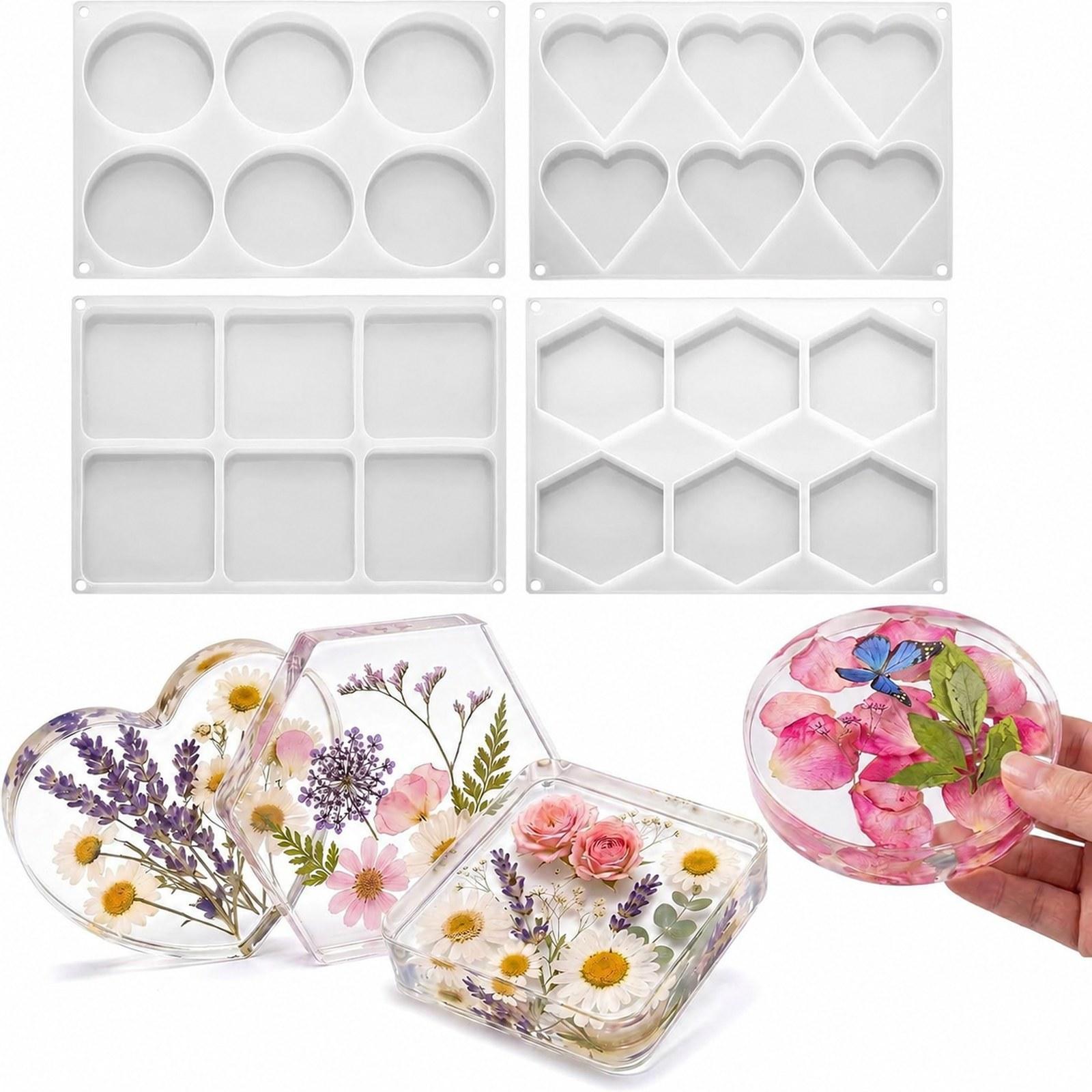 4Pcs Deep Resin Coaster Molds  - Soap Making Gel ulasan dan harga