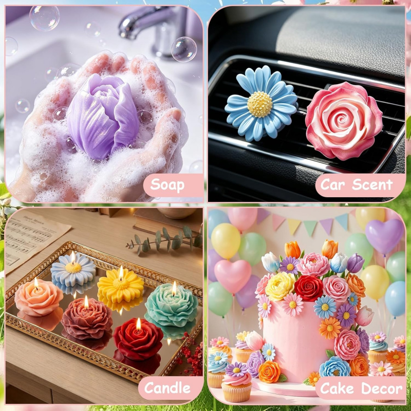 Floral silicone candle mold4Se - Soap Making Gel ulasan dan harga