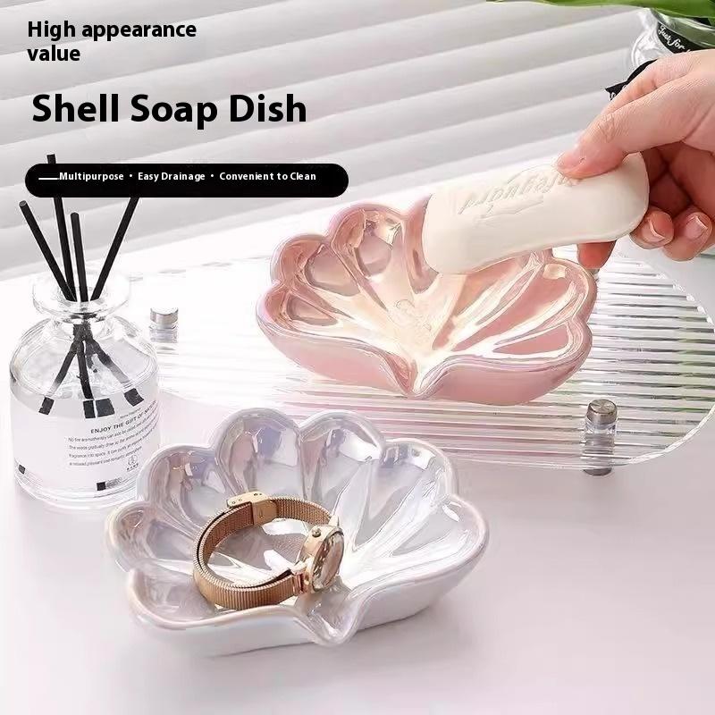 1/2Pcs Shell Shape Drain Soap  - Soap Dish Draining ulasan dan harga