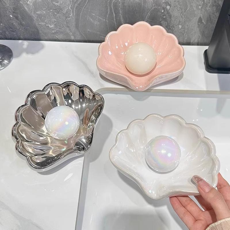 1/2Pcs Shell Shape Drain Soap  - Soap Dish Draining ulasan dan harga